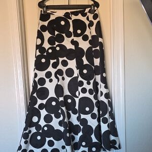 VENUS Black and White Polka Dot A-Line Skirt